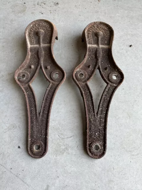 21" ANTIQUE FIRE DOOR HANGERS Vtg Industrial Allith Sliding Barn Roller Hardware