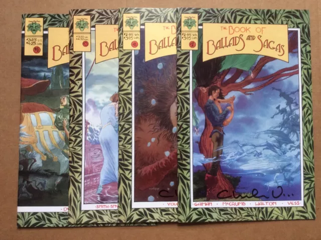Autographed BOOK OF BALLADS AND SAGAS 1-4 VF Charles Vess 1 + 2 Signed