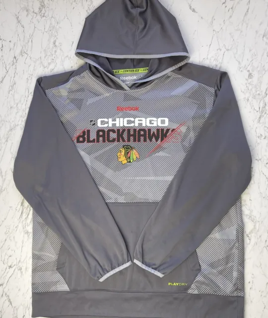 Reebok Chicago Blackhawks NHL Center Ice Hoodie Sweatshirt Mens Large