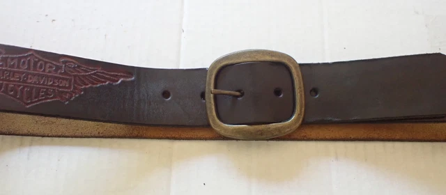 Vintage Handmade Black/Brown Harley Davidson Leather Belt 1 1/2" Wide Size 40
