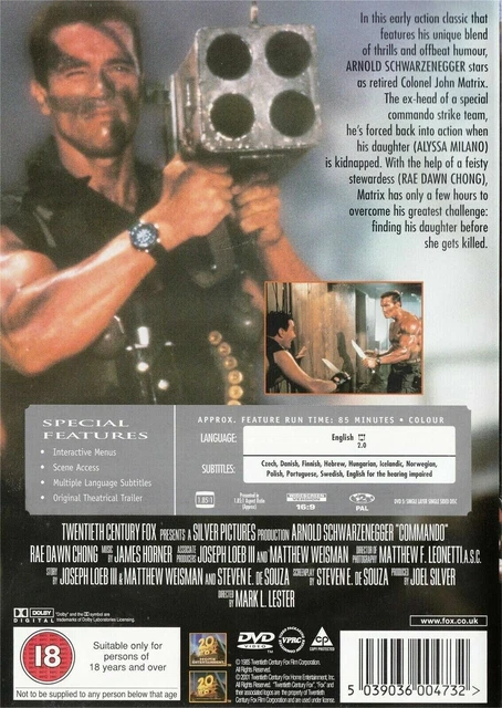 COMMANDO - ARNOLD Schwarzenegger, Rae Dawn Chong - Region 2 DVD EUR 2