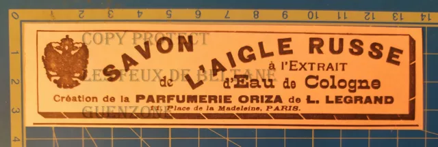 SAVON DE L'AIGLE RUSSE PARFUMERIE ORIZA LEGRAND  1896 publicité advert