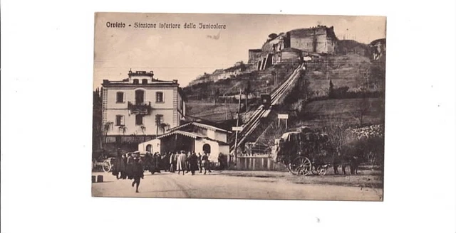 Cartolina d'epoca di Orvieto (Terni)  stazione funicolare