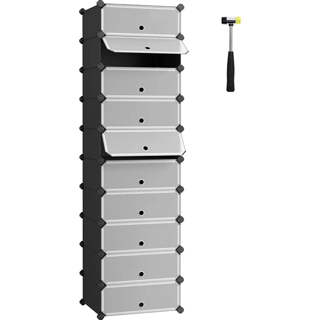 SONGMICS INTERLOCKING SHOE Rack Rectangular Storage Organiser Black