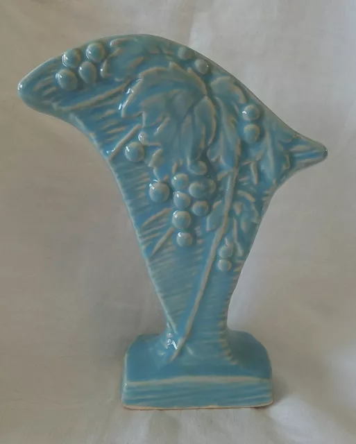 Robins' Egg Blue Vintage McCoy art pottery Vase Leaves and Berries Design