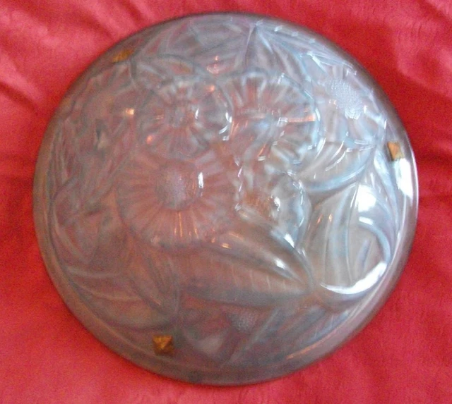 Suspensión Plafonnier Art Déco Verre Moulé Pressé 1930 (1