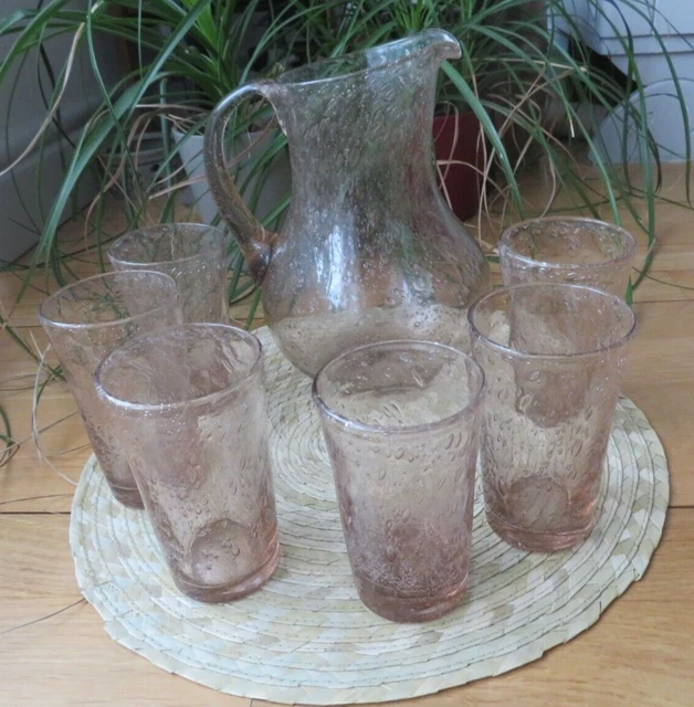 6 verres à orangeade vintage d'une couleur jaune ambré en TBE