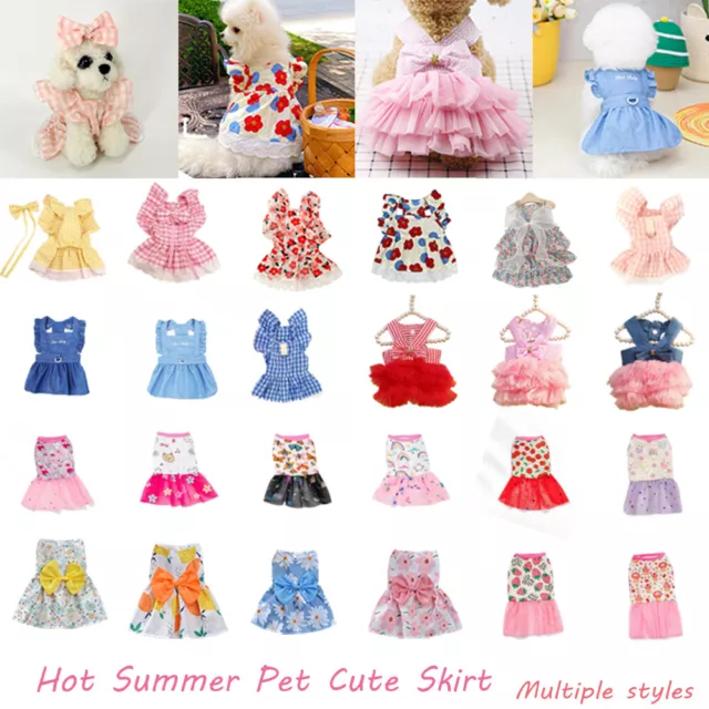 Dog Cat Bow Tutu Dress Lace Skirt Pet Puppy Dog Princess Apparel Clothes Costume