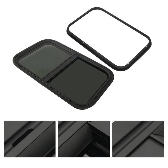 RV CAMPER TEARDROP Cargo Horizontal Trailer Window w/Trim Ring 24 x 15