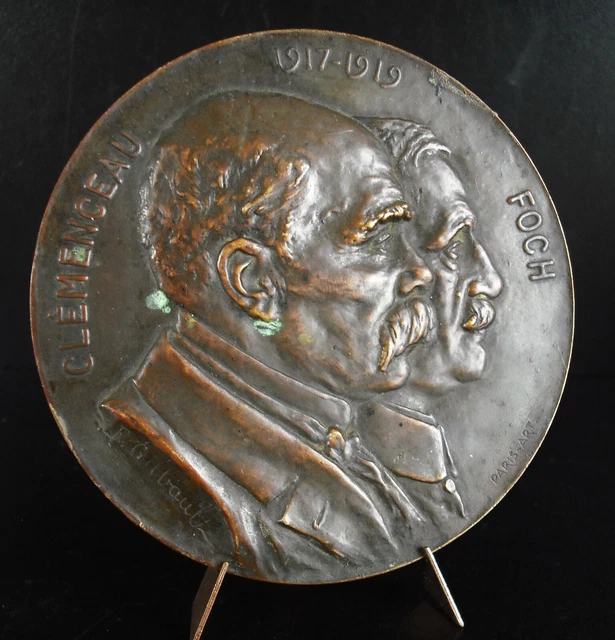 PIÈCE EN ARGENT ferdinand fiche georges clemenceau 11 novembre 1918