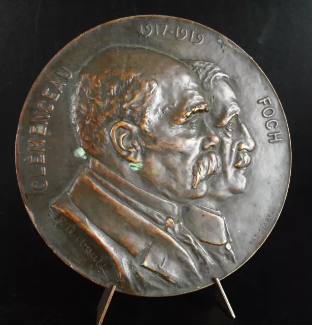 Medalla 96mm Georges Clemenceau Ferdinand Foch Grabador Ferdinand Gilbault 3