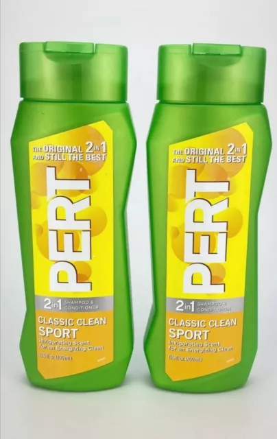 PERT ORIGINAL 2 in 1 Shampoo Conditioner Classic Clean Sport, 13. 5 Ounce 2pk