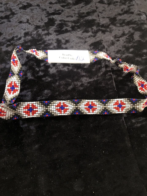 Cowboy Cowgirl Western Indian Beaded Stretch HatBand New! Red White Blue Black