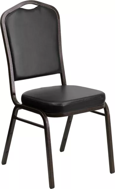 10 PACK Banquet Chair Black Vinyl Restaurant Chair Crown Back Stacking Chair