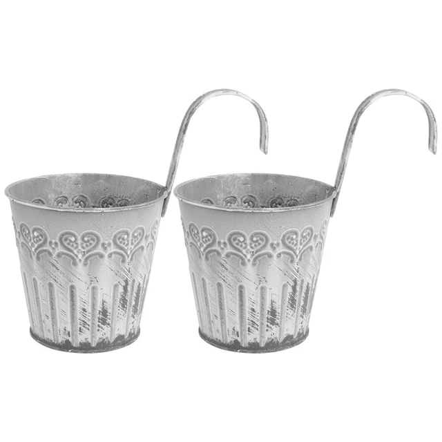 2tlg Hängen Balkon Pflanzer Topf Eisen Hängen Blumentopf Blumeneimer