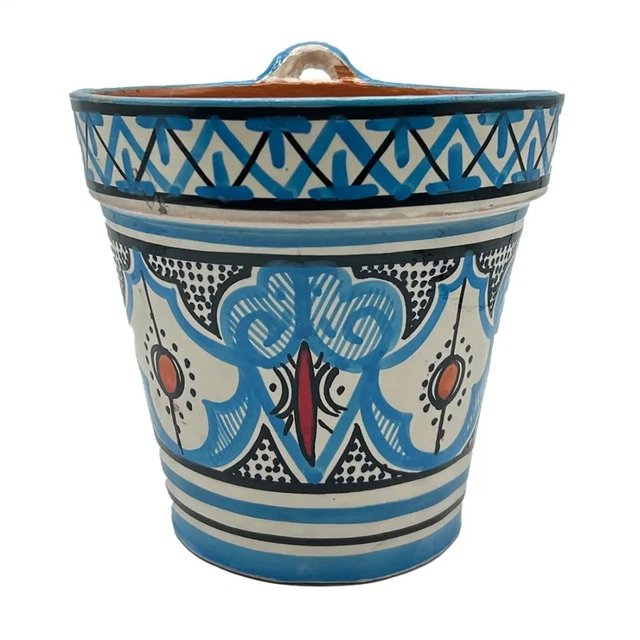 VASO DECORATIVO PORTAVASO COPRIVASO FIORIERA TERRACOTTA 2GA DECORATO A MANO