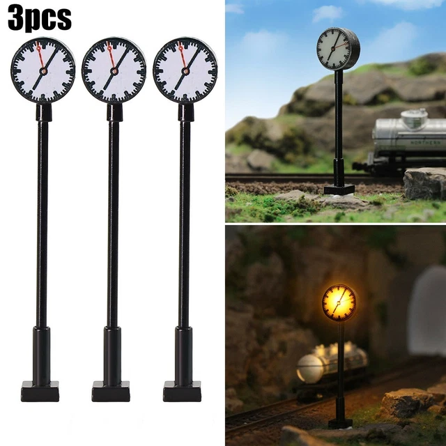 1: 160 N espesor reloj de estación sencillo acabado modelo lámpara luz bonsái decoración 3 ud.