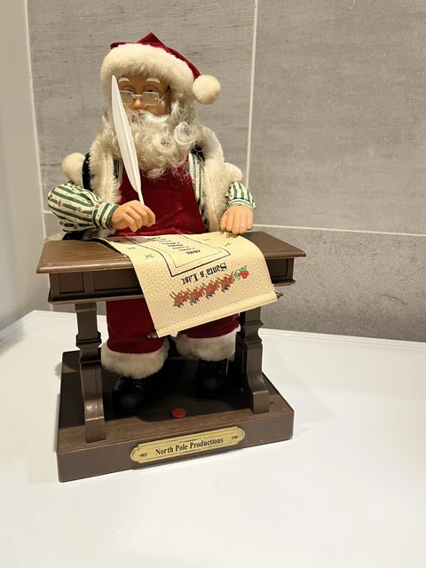 Père Noël Automate Vintage Avec Cheminée - à Réparer, Bel Aspect Extérieur, Boîte D'origine