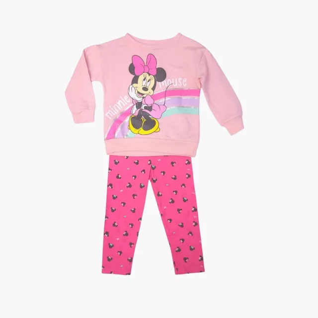 Disney Junior Toddler Girls Set Minnie Mouse Pink Outfit Longsleeve & Leggings