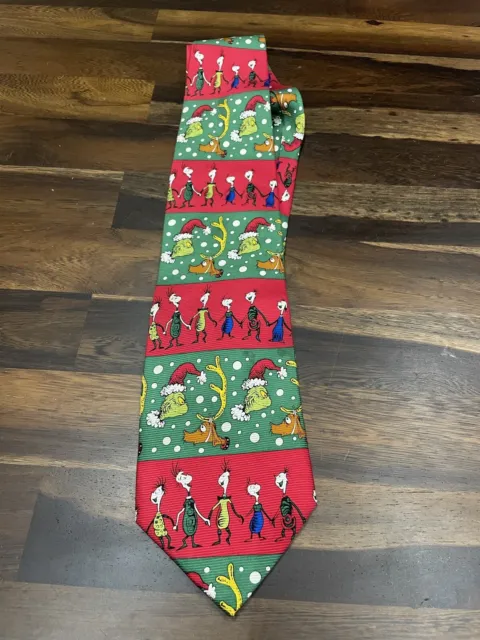 Vintage 1994 Dr. Seuss The Grinch Christmas Silk Tie Necktie Holiday