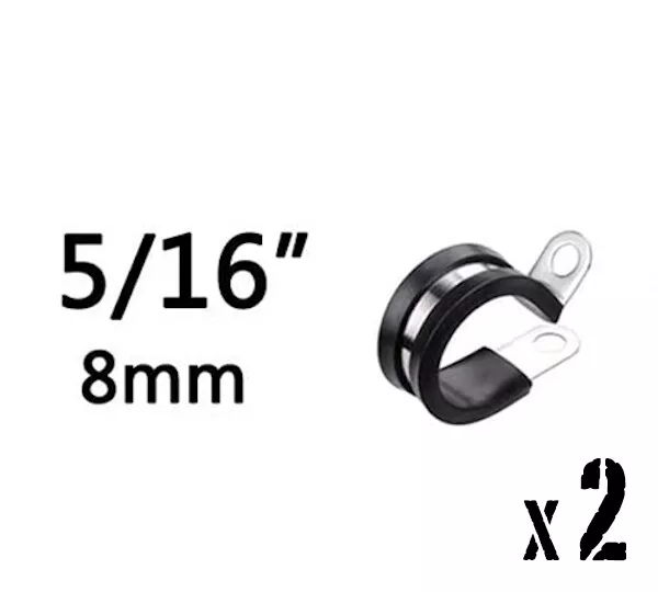 2x Collier de serrage inox caoutchouc - Clip fixation durite tuyau câblage 8mm