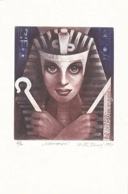 Exlibris Bookplate Radierung Renata Simlikova Antike Kleopatra
