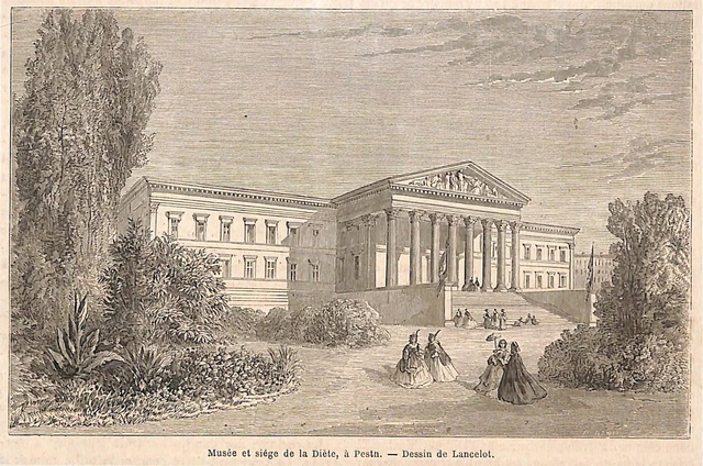 Budapest ? " Musee Siege De La Diete " Dessin Lancelot Gravure Engraving 1864