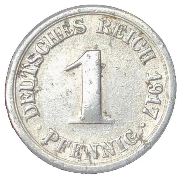 1  Pfennig 1917 F . Wilhelm II . Aluminium