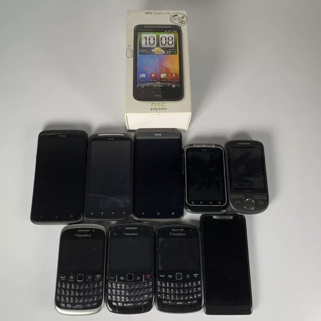 Job-lot Bundle 9X HTC BlackBerry Smartphones Mobile Phone Spare/Repair Untested