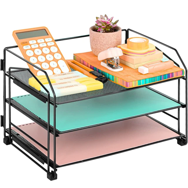 Desk Paper Letter Tray Organizer, 3 Tier Office File Folder Holder for Letter
