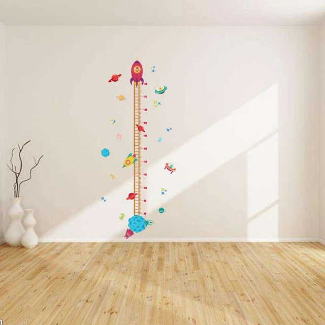 Pegatina de pared medida de altura planeta dibujos animados decoración inicial diagrama decoración regla decoración