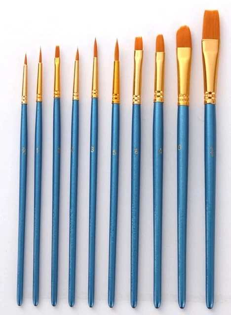 Set 10 Pennelli Per Pittura Acqua Olio Acrilico Di Alta Qualita' 7