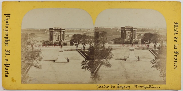 Frankreich Montpellier Garten Des Peyron c1865 Foto Stereo Vintage Albumin