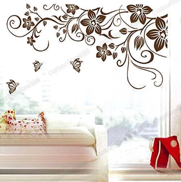 BUTTERFLY VINE FLOWER Vinyl Wall Art Stickers, Wall Decals, Wall