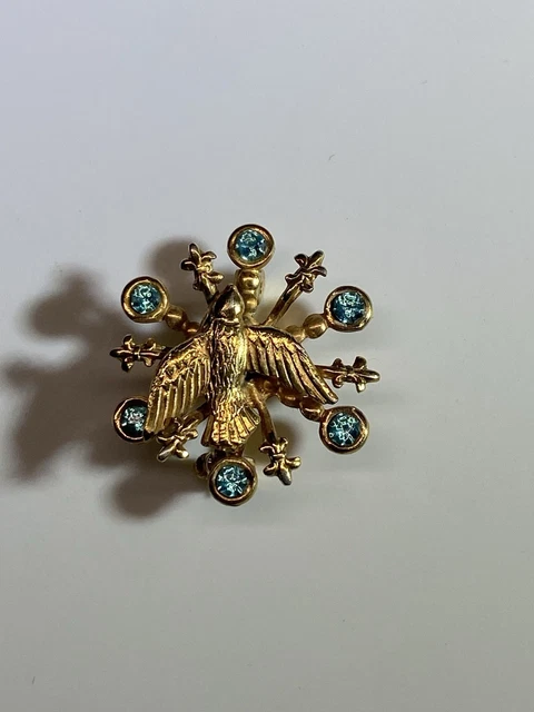 GOLD TONE EAGLE Claw Blue Gray Lucite Jelly Ball Brooch  Gold Tone Eagle Claw Blue Gray Lucite Jelly Ball Brooch Vintage Pin main image 1