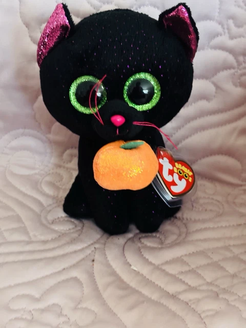 POTION THE BLACK Cat With Pumpkin In Mouth Halloween Ty Beanie Boo