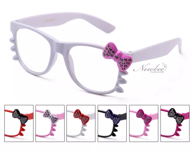 Clear Lens Glasses Hello Kitty Style with Rhinestone Cute