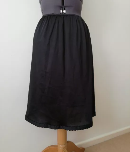 VINTAGE ST MICHAEL M&S Black Petticoat Half Slip UK Size 1214 15.73