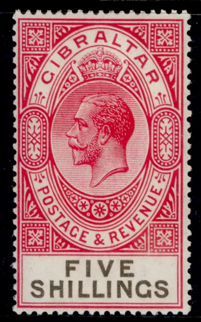 GIBRALTAR GV SG105, 5s carmine & black, NH MINT. Cat £22.