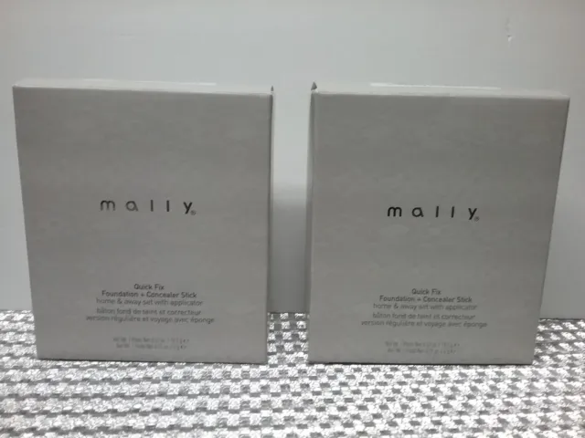 Lot of 2 Mally Quick Fix Foundation and Concealer Stick with applicator Light