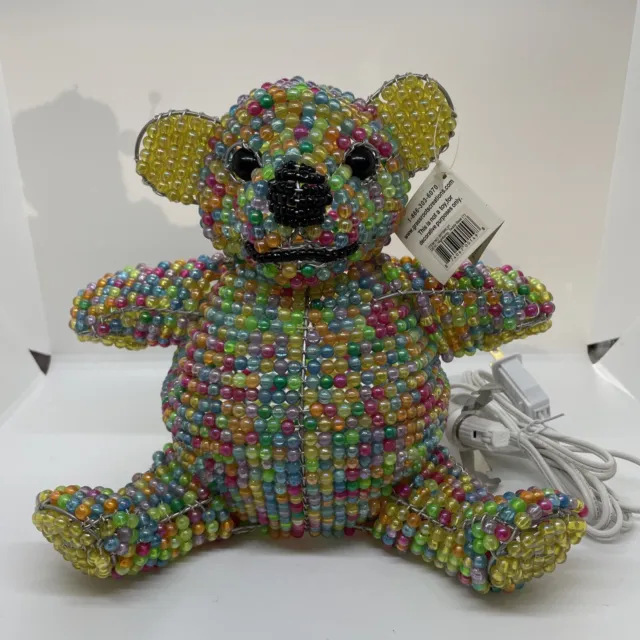 Baby Beadworx Handmade Teddy Bear Lamp Wire And Beads Art Sculpture Lamp NWT