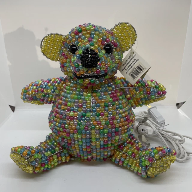Baby Beadworx Handmade Teddy Bear Lamp Wire And Beads Art Sculpture Lamp NWT