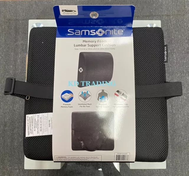 Samsonite AUTOMOTIVE LUMBAR SUPPORT CUSHION Premium Memory Foam Ventilated Mesh 2