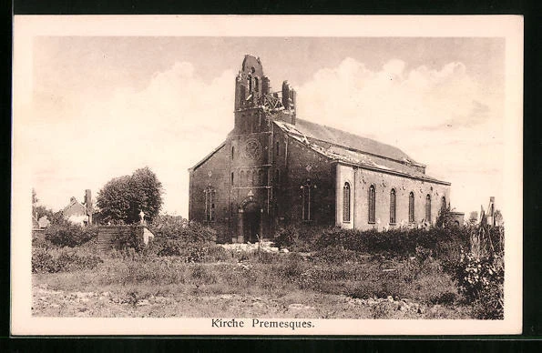 CPA Premesques,  vue de l'Église