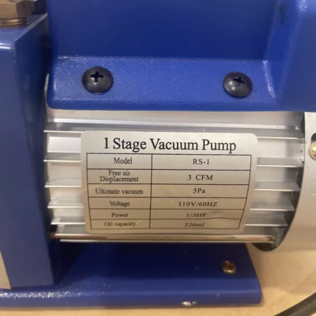 3 CFM Vevor Rotary Vane Deep 1 Stage RS-1 Vacuum Pump 1/3HP 2