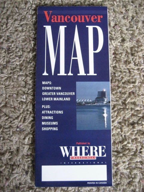 MAP OF VANCOUVER, BC, Canada, by WHERE MAGAZINES, 1990'S? £4.68 ...
