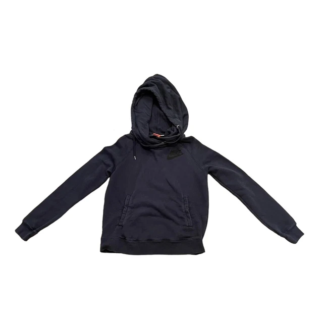 Nike Women’s Rally Funnel Neck Pullover Hoodie Sweatshirt Kangaroo Pocket Navy M