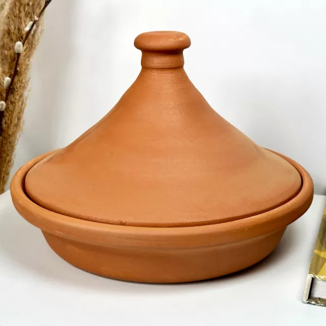 Terracotta Tagine Pot 29cm Moroccan Traditional Round Kitchen Cooking Dish & Lid