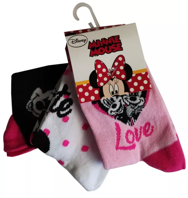 Disney Minnie Maus 3-er Pack bunte Socken, Strümpfe für Mädchen Kinder (Auswahl)