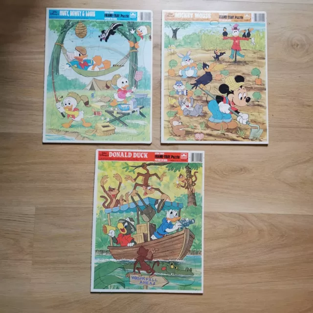 lot anciens puzzle Walt Disney 1985 / Donald duck / mickey / huey, Dewey et...